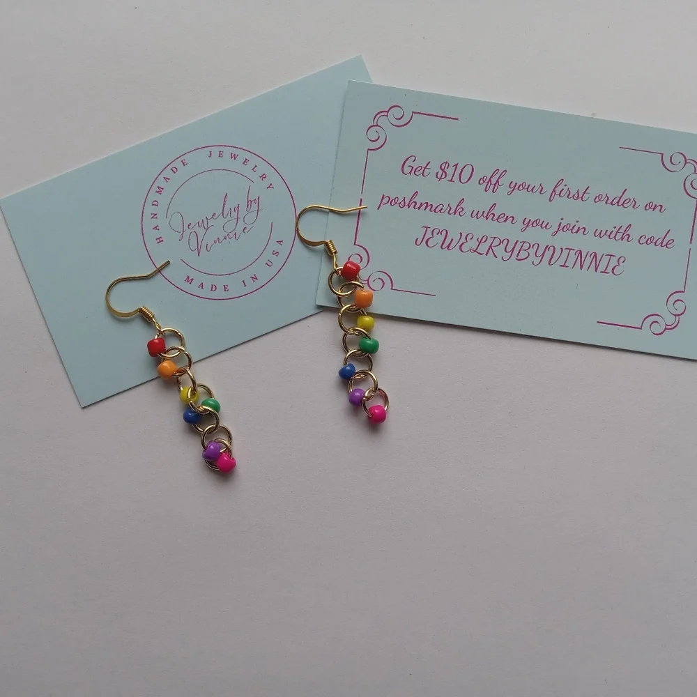 Hand Crafted Multicolor Beaded Earrings